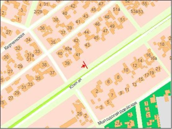 Схема рекламной плоскости по адресу Южная дорога 39