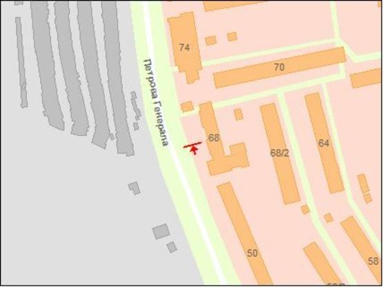 Схема рекламної площини за адресою Генерала Петрова ул., 68