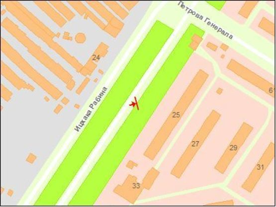 Схема рекламной плоскости по адресу Ицхака Рабина ул., 25