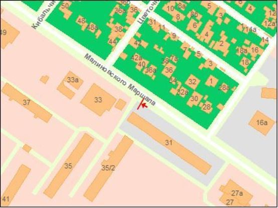 Схема рекламної площини за адресою Маршала Малиновского ул., 31
