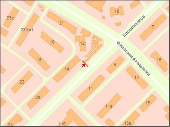 Схема рекламной плоскости по адресу Космонавтов ул., 14