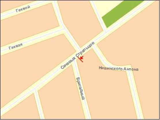 Схема рекламной плоскости по адресу Сечевых Стрельцов ул. / Бригадная ул., выезд из города