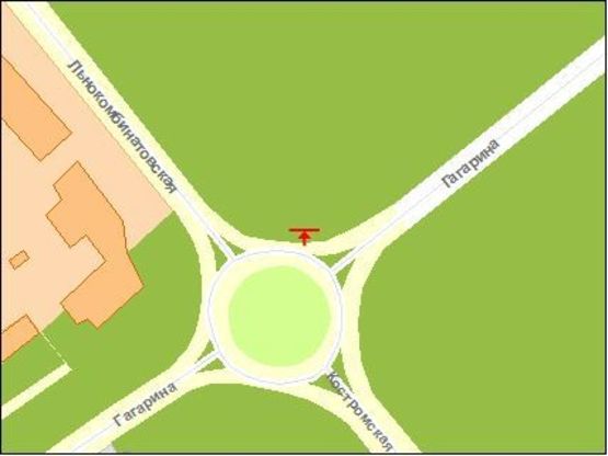 Схема рекламной плоскости по адресу Льонокомбинатная ул / Гагарина ул, правый, из центра