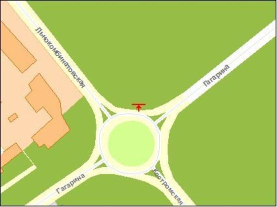 Схема рекламной плоскости по адресу Льонокомбинатная ул / Гагарина ул, левый, из центра