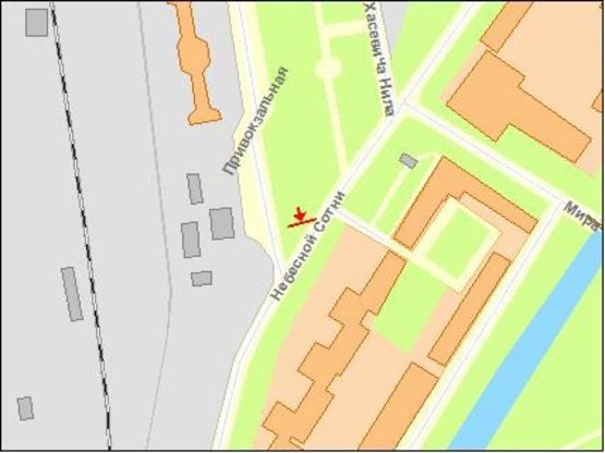 Схема рекламної площини за адресою Привокзальная пл, 1, верхний, в центр