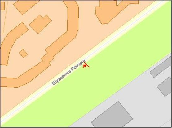 Схема рекламної площини за адресою Шухевича ул, 2, из центра