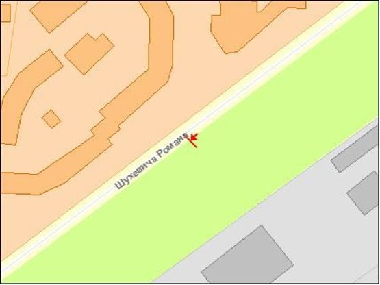 Схема рекламной плоскости по адресу Шухевича ул, 2, в центр