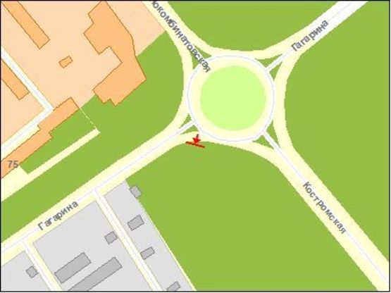 Схема рекламної площини за адресою Гагарина ул / Костромская ул, из центра