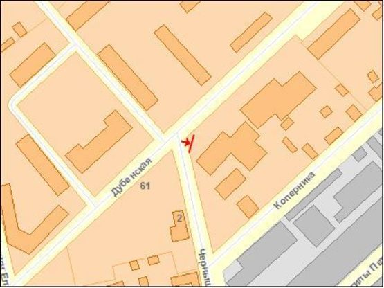 Схема рекламної площини за адресою Дубенская ул / Чернышова ул, в центр