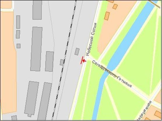 Схема рекламної площини за адресою Киквидзе ул / Сагайдачного ул, первый слева, из центра