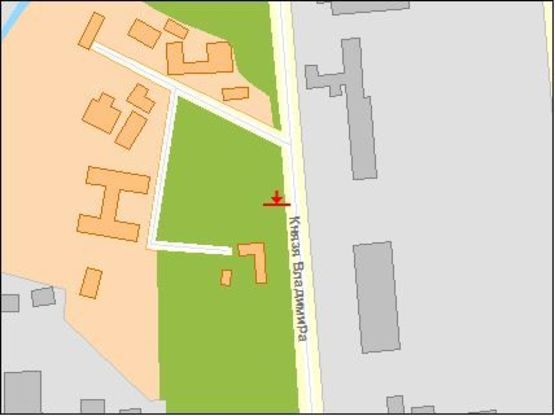 Схема рекламной плоскости по адресу Князя Владимира ул 109, в центр