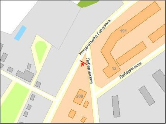 Схема рекламной плоскости по адресу Кирова ул / Лебединская ул, в центр