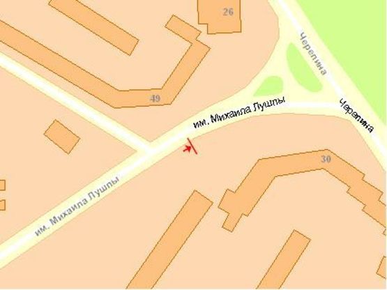 Схема рекламной плоскости по адресу Лушпы М пр, верхний, из центра