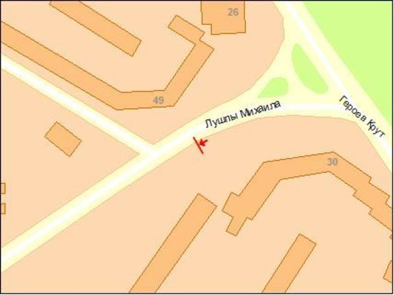 Схема рекламной плоскости по адресу Лушпы М пр, нижний, в центр