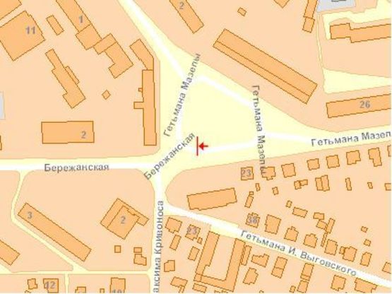 Схема рекламної площини за адресою 15-го Квитня ул., напротив АЗС ОККО, в сторону  Злукы