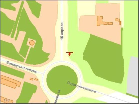 Схема рекламної площини за адресою 15-го Квитня ул. / Бандеры С. ул., из центра