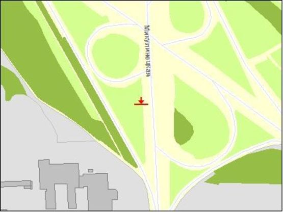 Схема рекламної площини за адресою Микулинецкая ул / Будного Ст ул, в центр, левый