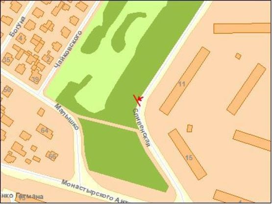 Схема рекламной плоскости по адресу Сливенская ул / Украинки Л ул, из центра