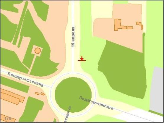 Схема рекламної площини за адресою 15-го Квитня ул. / Бандеры С. ул., из центра