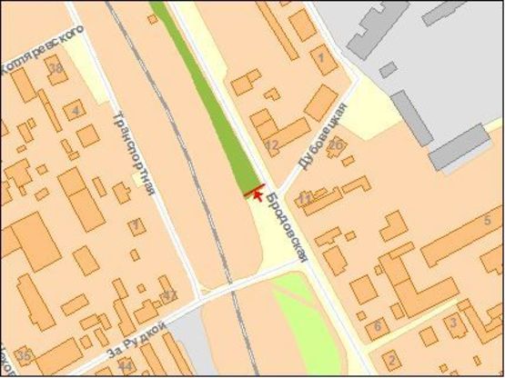 Схема рекламной плоскости по адресу Бродивская ул., возле 2-го транспортного туннеля левый, из центра