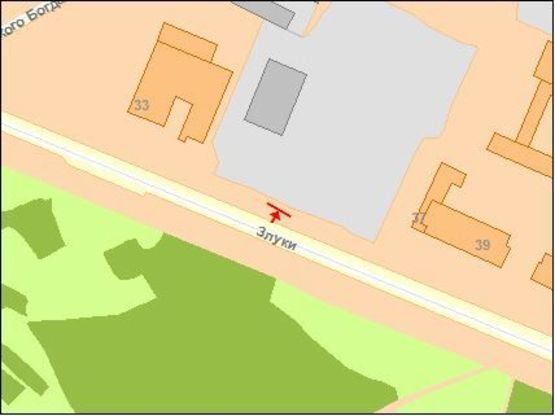 Схема рекламной плоскости по адресу Злуки пр, 45, в центр !!! Увага, розмір 2950х6000 !!!