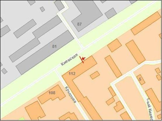 Схема рекламной плоскости по адресу Киевская ул, 112, в центр