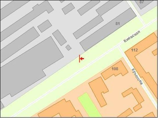 Схема рекламної площини за адресою Киевская ул, 77, в центр