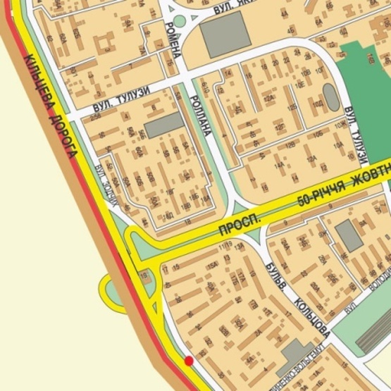 Схема рекламної площини за адресою Кольцевая дорога (разделитель, в направлении Одесской площади) напротив ул.Зодчих, 32