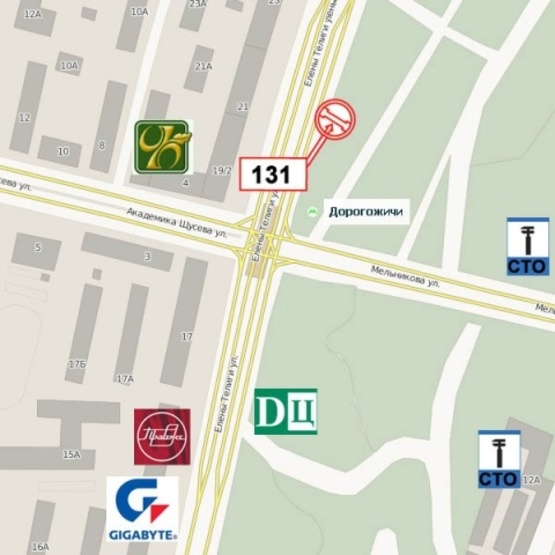 Схема рекламной плоскости по адресу Телиги Е. ул., (ст. м. Дорогожичи, парк Бабин Яр, в сторону Московского моста)