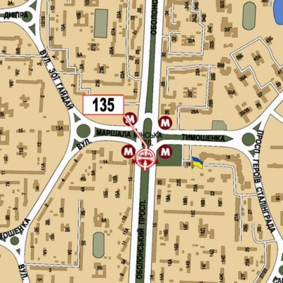 Схема рекламної площини за адресою Оболонский просп., 15, (ст. м.  Минская, ТРЦ "Дрим Таун")