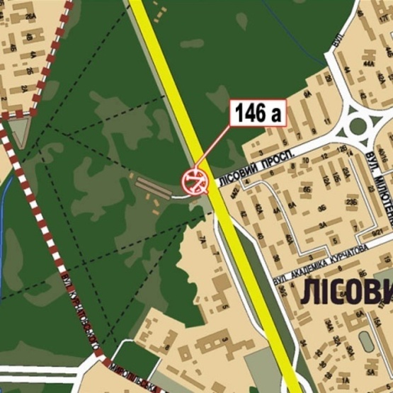 Схема рекламної площини за адресою Братиславская ул. - просп. Лесной (АЗС "ТНК", в направлении Броварского просп.)