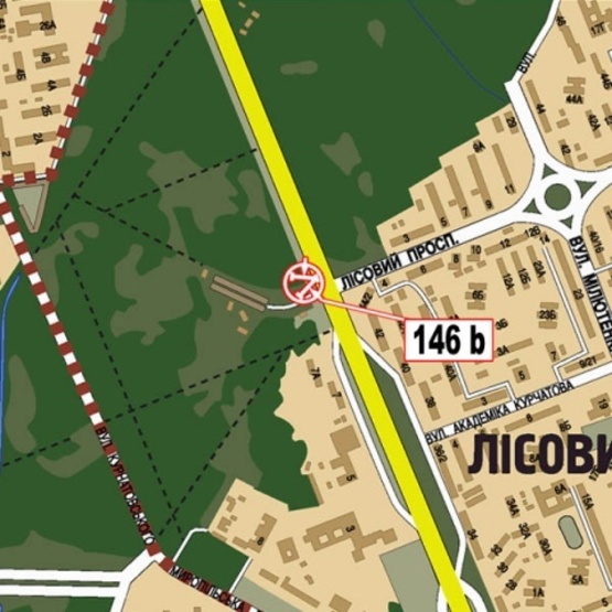 Схема рекламной плоскости по адресу Братиславская ул. - просп. Лесной (АЗС "ТНК", в направлении просп. Ватутина Ген.)