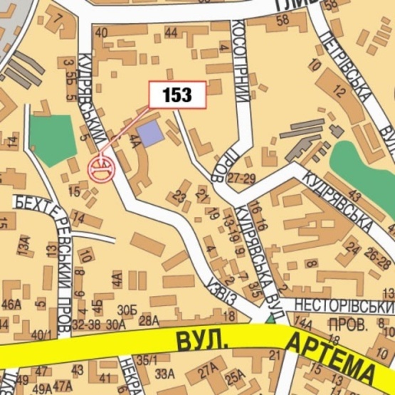 Схема рекламной плоскости по адресу Кудрявский спуск, 5 (от ул. Глыбочицкой в сторону Львовской пл.)