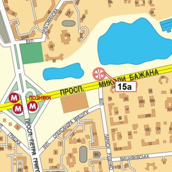 Схема рекламной плоскости по адресу Бажана Н. просп., ст. м. Позняки (ОщадБанк, Церковь Петра и Павла, в направлении Южного моста), правый