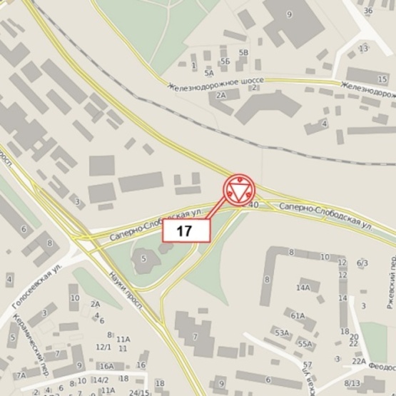 Схема рекламной плоскости по адресу Саперно-Слободская ул. (АЗС "ТНК", супер-маркет "Велика кишеня", в направлении Южного моста)