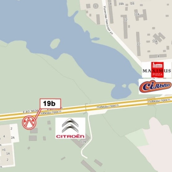 Схема рекламної площини за адресою Брест-Литовское шоссе, ресторан "Ярославiв Двiр", в направлении выезда из города