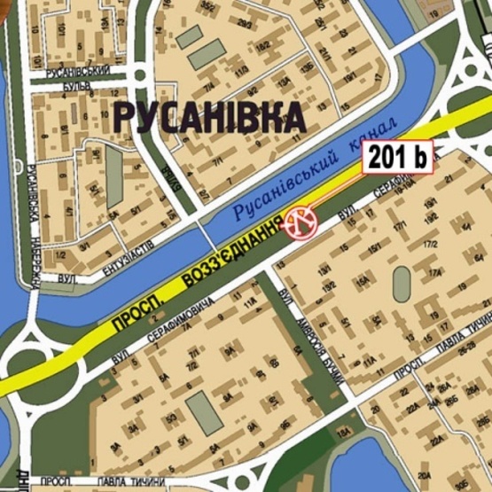 Схема рекламної площини за адресою Воссоединения просп. - ул. Серафимовича, 15А (Торговый Дом "Березняки",  в направлении моста Патона)