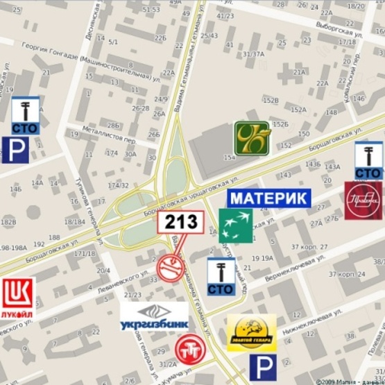 Схема рекламної площини за адресою Гетьмана Вадима ул. - Борщаговская ул. (Индустриальный мост, "Бабай Паб", "Very Well Cafe", направ. прос. Победы)