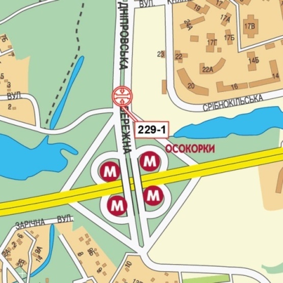 Схема рекламной плоскости по адресу Днепровская набережная (100 м от ст.м. Осокорки)