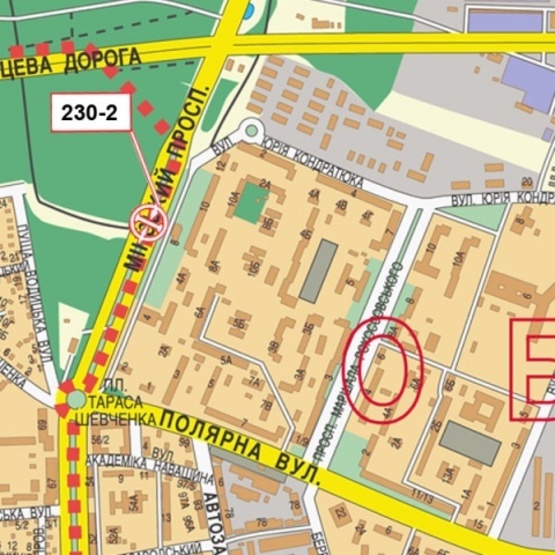 Схема рекламной плоскости по адресу Минский проспект, 8 (супер-маркет "Сильпо", Поликлиника №3, въезд в город)