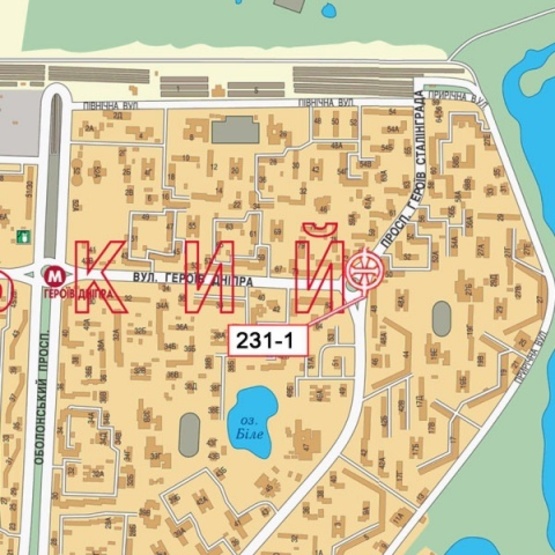 Схема рекламной плоскости по адресу Героев Днепра ул., 73 (треугольник)/пересечение с Героев Сталинграда просп. (супер-маркет "Сильпо")