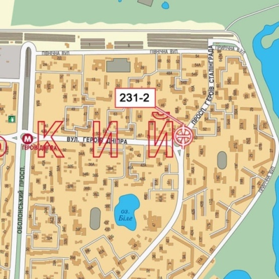 Схема рекламной плоскости по адресу Героев Днепра ул., 73 (треугольник)/пересечение с Героев Сталинграда просп. (сьезд с просп. Героев Сталинграда на Героев Днепра ул.)