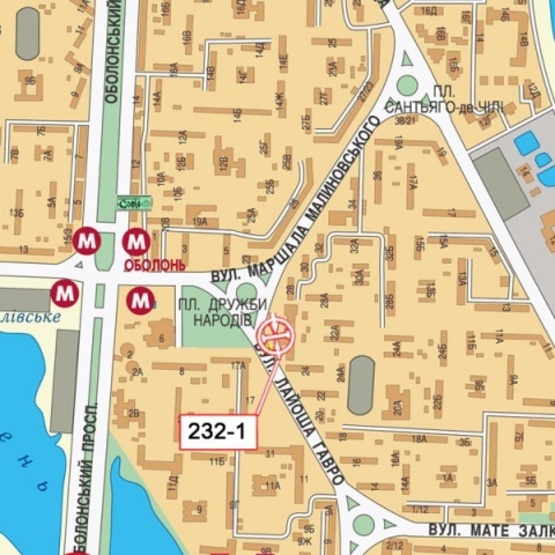 Схема рекламной плоскости по адресу Дружбы народов пл., ул. Лайоша Гавро,26/ ул.Малиновского (семейный центр "Дивосвіт", Амбулатория, в направлении просп.Героев Сталинграда)