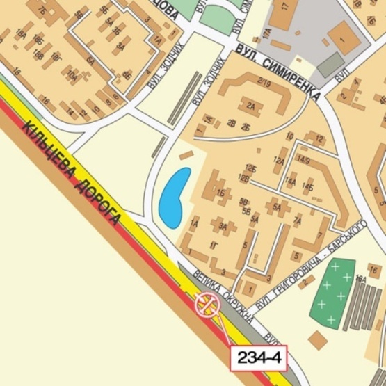 Схема рекламной плоскости по адресу Кольцевая дорога, напротив супермаркета Край (на разделительной полосе, автосалон Great Wall, автосалон "Subaru", в направлении просп. Победы)