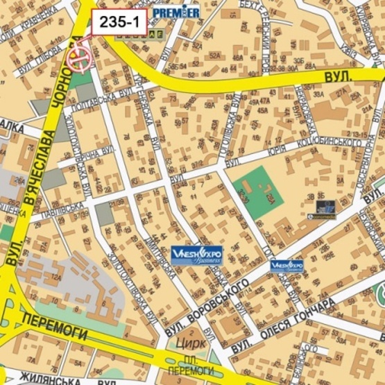 Схема рекламной плоскости по адресу Дмитриевская ул., напротив №104 (АЗС "ANP", Центр Финансових Услуг, супер-маркет "Континент",паб "Бирштадт", кинотеатр "Киевская Русь")