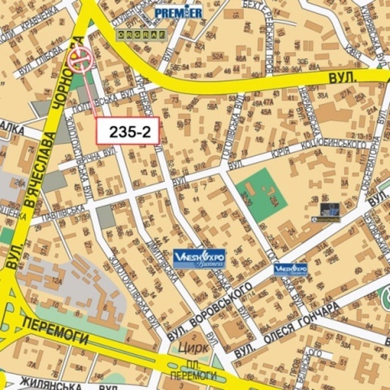 Схема рекламной плоскости по адресу Дмитриевская ул., напротив №104 (АЗС "ANP", Центр Финансових Услуг, супер-маркет "Континент",паб "Бирштадт", в направлении ул. Артема)