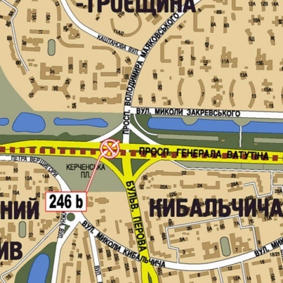 Схема рекламной плоскости по адресу пр.Генерала Ватутина, 22 - бул. Перова (на разделителе)