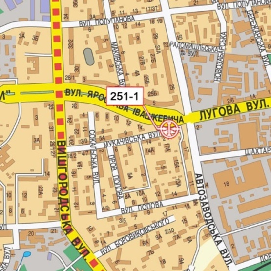 Схема рекламної площини за адресою Ивашкевича ул./ ул. Автозаводская (АЗС "ANP",Мото-планета,  автосалон "Hyundai", в направ. к ТРЦ "Караван")