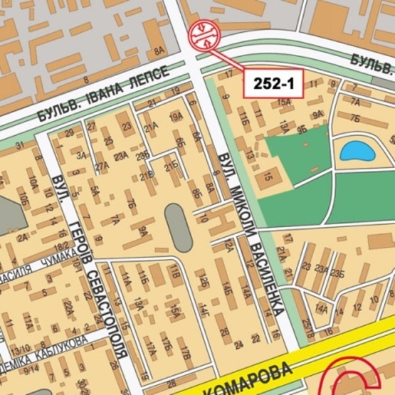 Схема рекламной плоскости по адресу Василенко ул./бул. Лепсе по направ. Победы просп. (Региональная таможня, БЦ "Престиж Центр")