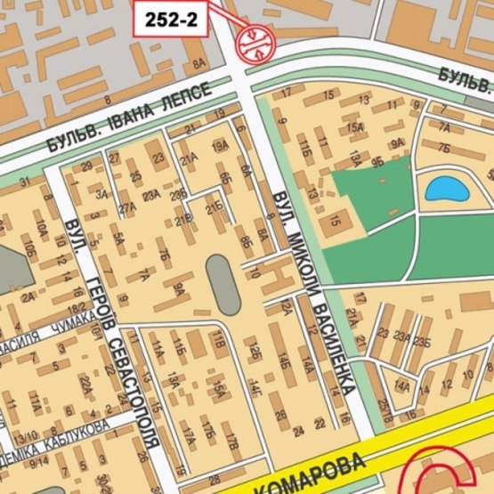 Схема рекламної площини за адресою Василенко ул./бул. Лепсе - по направ. просп. Отрадного (Региональная таможня, БЦ "Престиж Центр")